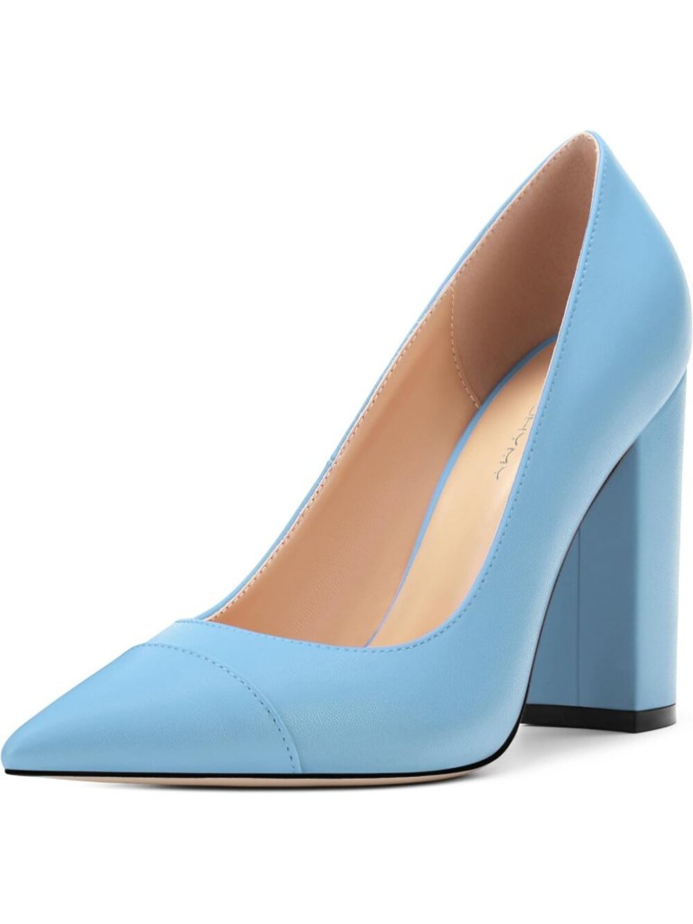 Women's Light Blue Matte Pointed Toe High Heel Slip On Pump Street Banquet Shoes